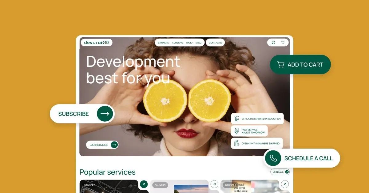 Website landing page example