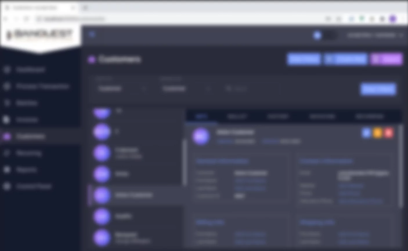 Blurred screenshot of payment gateway system