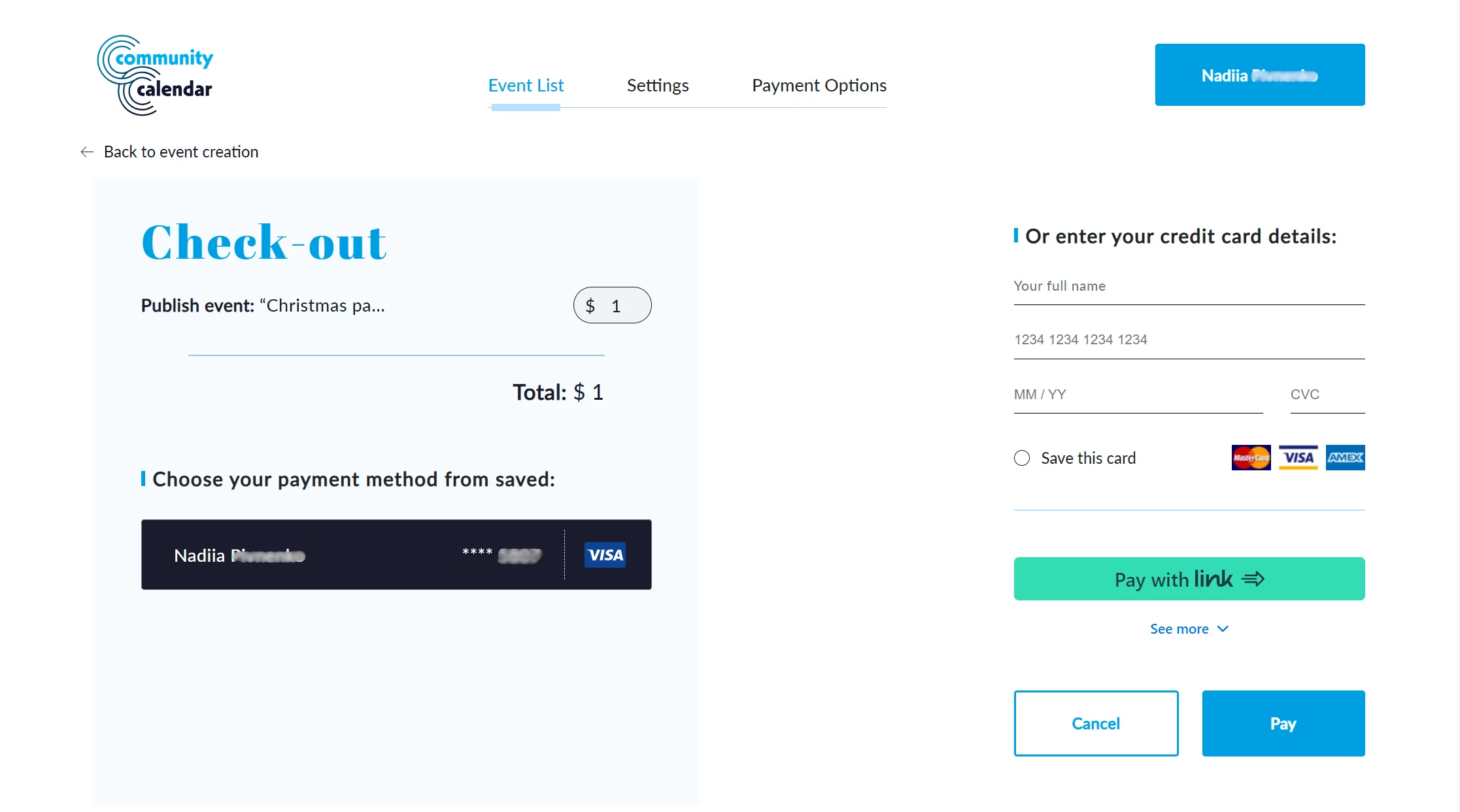 Screenshot showing the checkout page