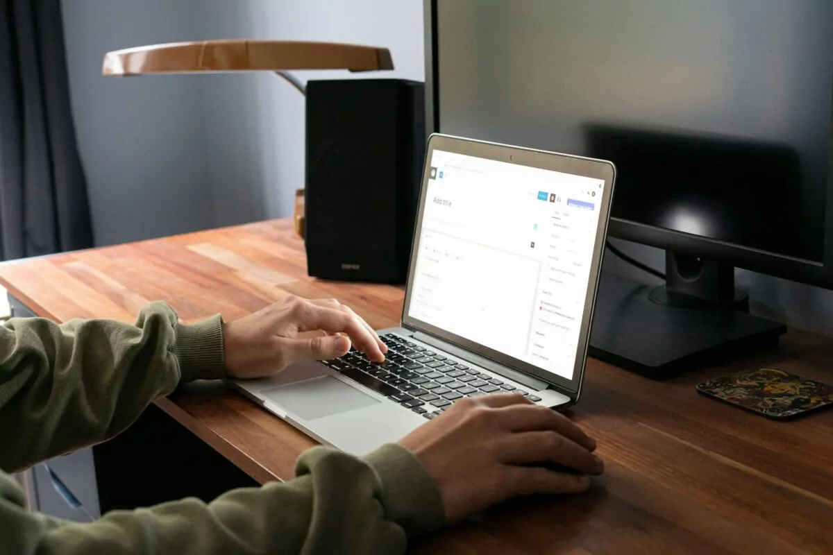 A person working on a laptop